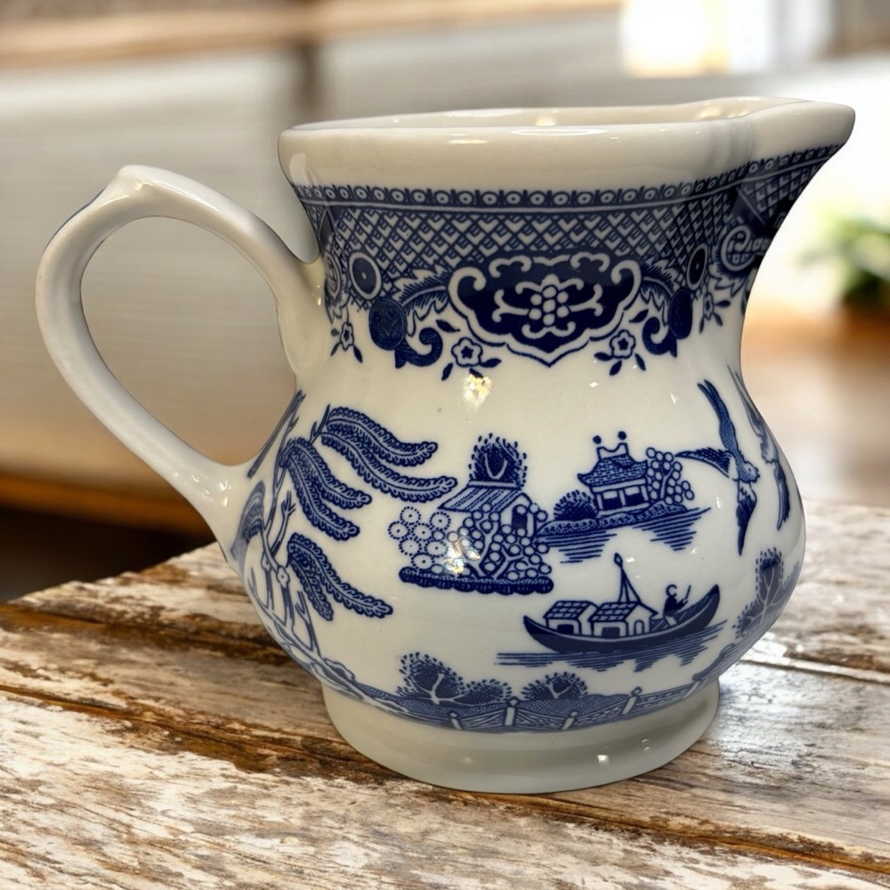 Blue and White Ceramic Pitcher